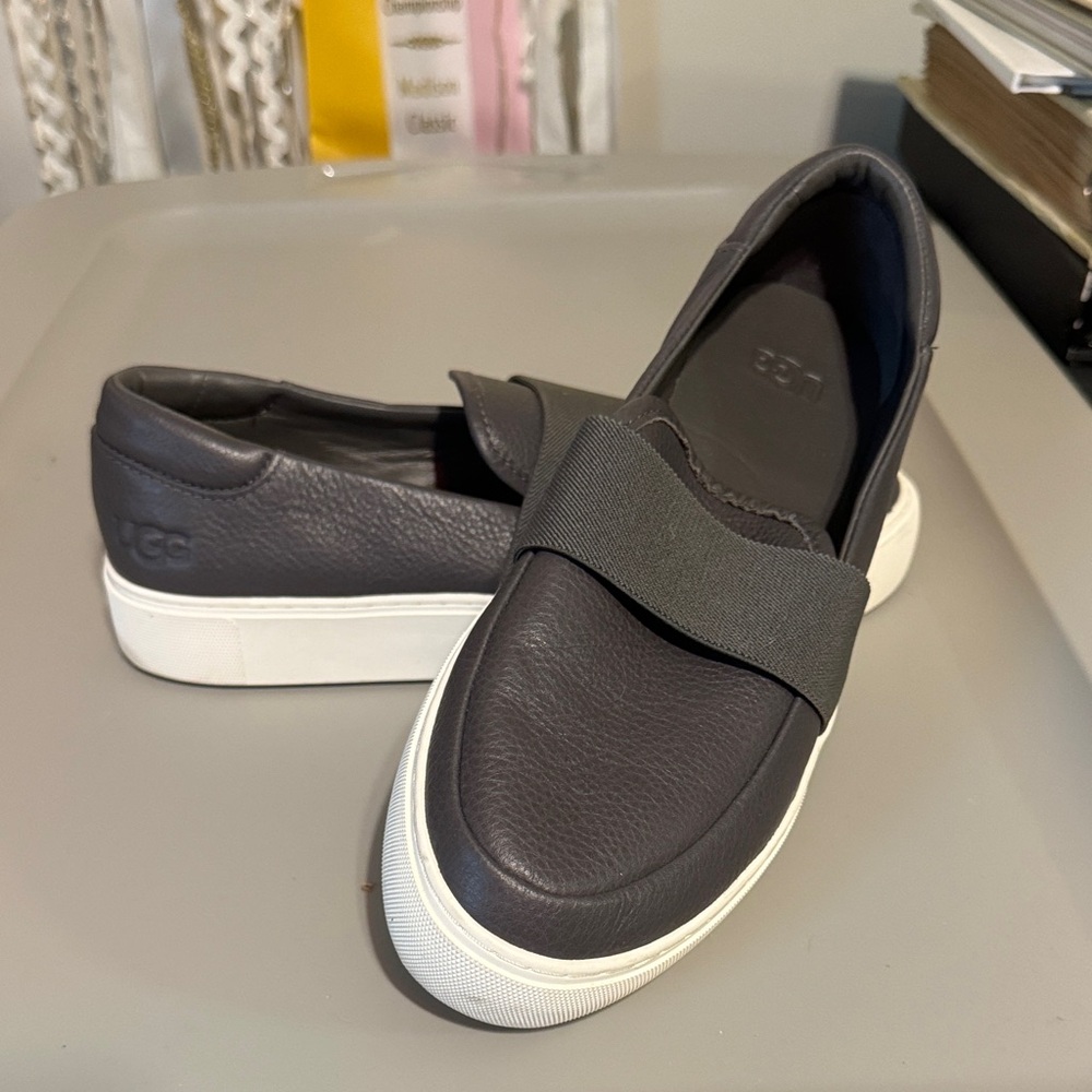 UGG Charcoal Slip-On Shoes with White Soles